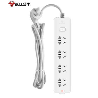 公牛插座 帶保護(hù)門電源插座接線板 插線板 拖線板插排 4孔位GN-410新國(guó)標(biāo)- GN-4104孔位全長(zhǎng)5米 